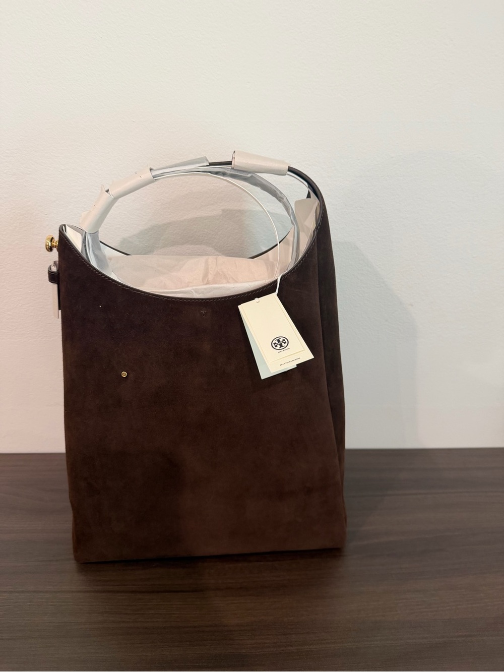 Tory Burch Dark Brown Suede Hobo Tote
